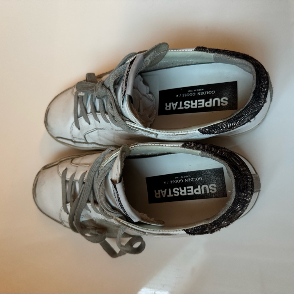 Golden Goose Superstar white sneakers with camouflage / leopard micro glitter - Picture 2 of 5
